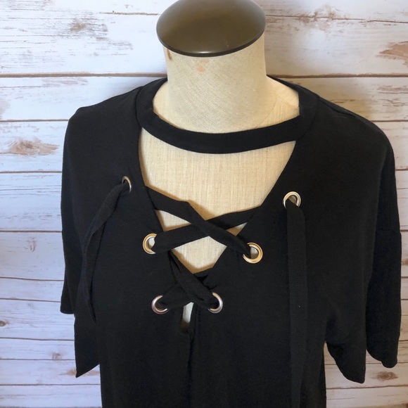 Topshop Dresses & Skirts - 💜TOPSHOP tie front choker neck T-shirt dress